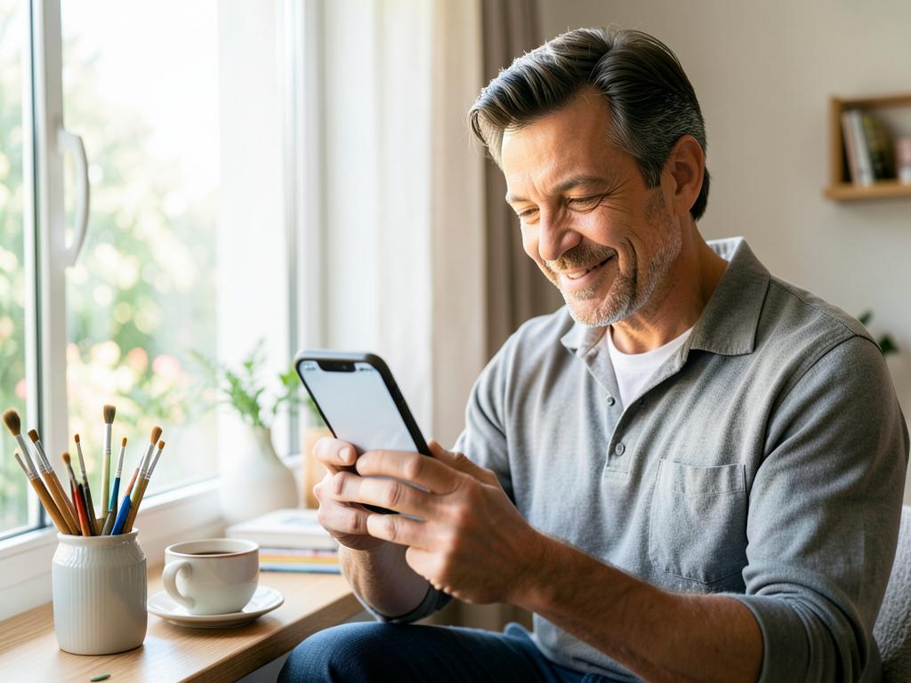 A man smiling as he receives a personalized activity idea